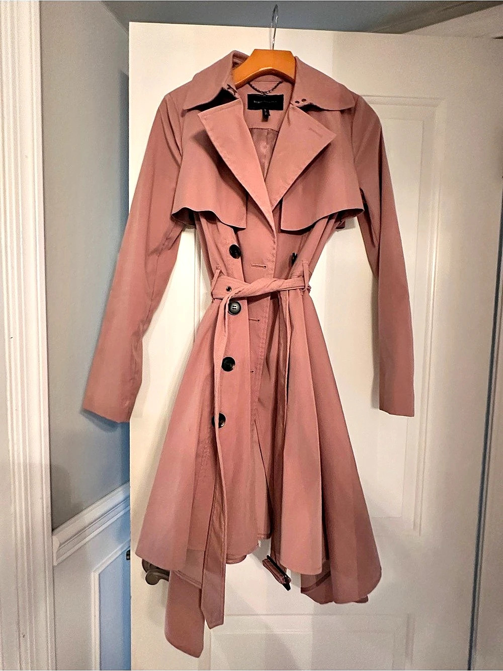 BCBGMAXAZRIA Brielle Long Trench Coat Pink XS